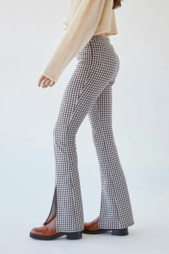 Promo ???? Women's Urban Renewal Remnants Low-Rise Houndstooth Seamed Front Slit Pant Brown ⌛ -Urban Renewal shop unnamed file 1014