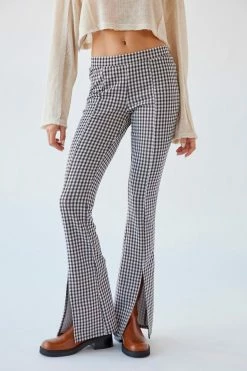 Promo ???? Women's Urban Renewal Remnants Low-Rise Houndstooth Seamed Front Slit Pant Brown ⌛ -Urban Renewal shop unnamed file 1015