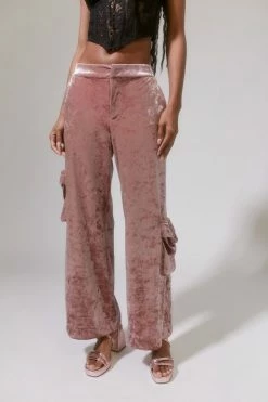 Best Pirce ???? Women's Urban Renewal Parties Remnants Sabina Velvet Cargo Pant Pink ????