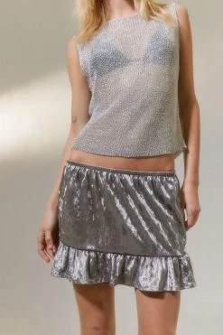 Hot Sale ???? Women's Urban Renewal Parties Remnants Velvet Ruffle Mini ???? Skirt Grey ???? 5 Hot Sale ???? Women's Urban Renewal Parties Remnants Velvet Ruffle Mini ???? Skirt Grey ???? -Urban Renewal shop unnamed file 1082