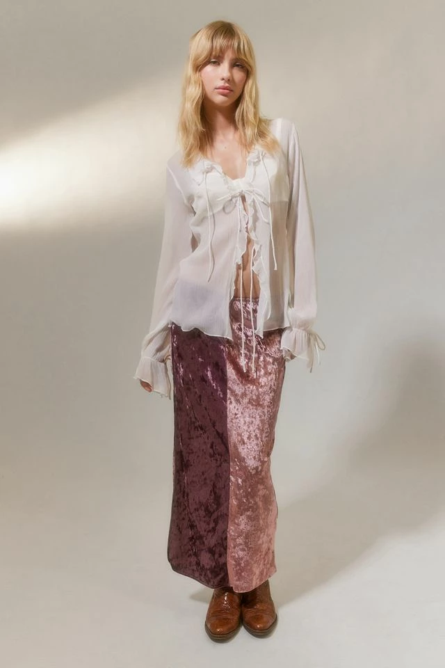 Urban Renewal Parties Remnants Velvet Side Slit Midi Skirt Budget ???? Women's Urban Renewal Parties Remnants Velvet Side Slit Midi ???? Skirt Pink ???? -Urban Renewal shop unnamed file 1098