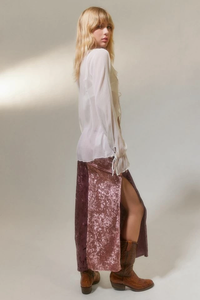 Urban Renewal Parties Remnants Velvet Side Slit Midi Skirt Budget ???? Women's Urban Renewal Parties Remnants Velvet Side Slit Midi ???? Skirt Pink ???? -Urban Renewal shop unnamed file 1099