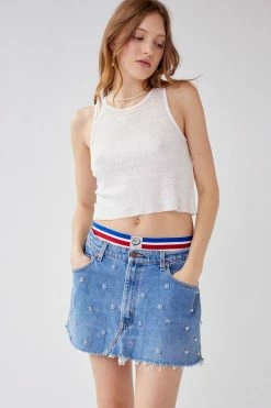 Outlet ???? Women's Urban Renewal Parties Remade Levi’s Rhinestone Denim Mini ???? Skirt Indigo ✨
