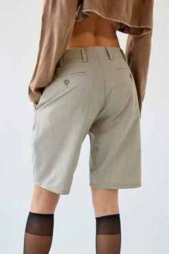 Cheap ???? Women's Urban Renewal Remade Slouchy Plaid Longline Trouser Short Neutral ⌛ -Urban Renewal shop unnamed file 1153