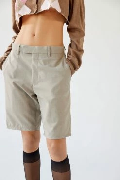 Cheap ???? Women's Urban Renewal Remade Slouchy Plaid Longline Trouser Short Neutral ⌛ -Urban Renewal shop unnamed file 1154