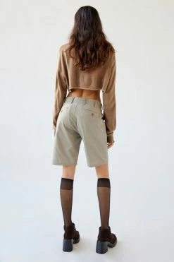 Cheap ???? Women's Urban Renewal Remade Slouchy Plaid Longline Trouser Short Neutral ⌛ -Urban Renewal shop unnamed file 1155