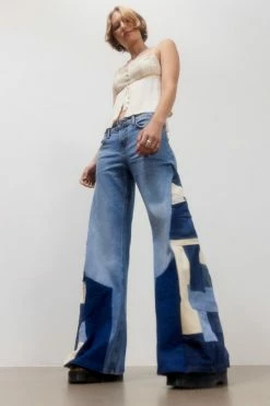 Buy ⌛ Women's BDG X Urban Renewal Remade Wide Leg Flare Jean Tinted Denim ⌛
