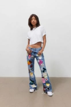 Flash Sale ???? Women's BDG X Urban Renewal Remade Allover Patch Jean Rinsed Denim ????