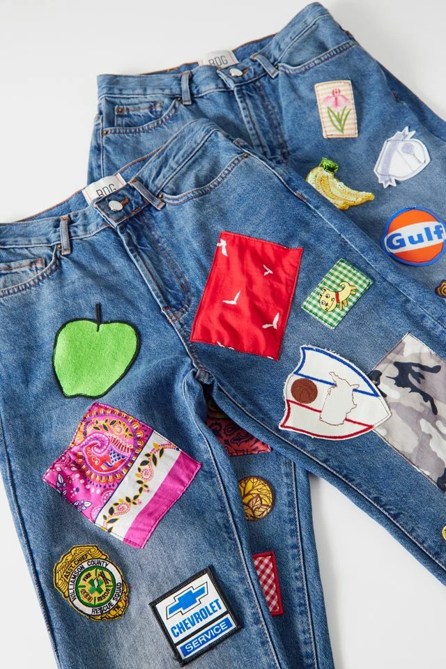Flash Sale ???? Women's BDG X Urban Renewal Remade Allover Patch Jean Rinsed Denim ???? 4 Flash Sale ???? Women's BDG X Urban Renewal Remade Allover Patch Jean Rinsed Denim ???? - Image 2