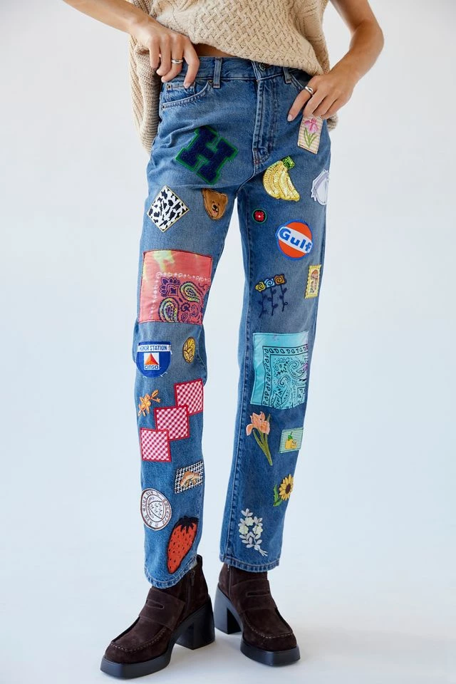 Flash Sale ???? Women's BDG X Urban Renewal Remade Allover Patch Jean Rinsed Denim ???? 5 Flash Sale ???? Women's BDG X Urban Renewal Remade Allover Patch Jean Rinsed Denim ???? - Image 3