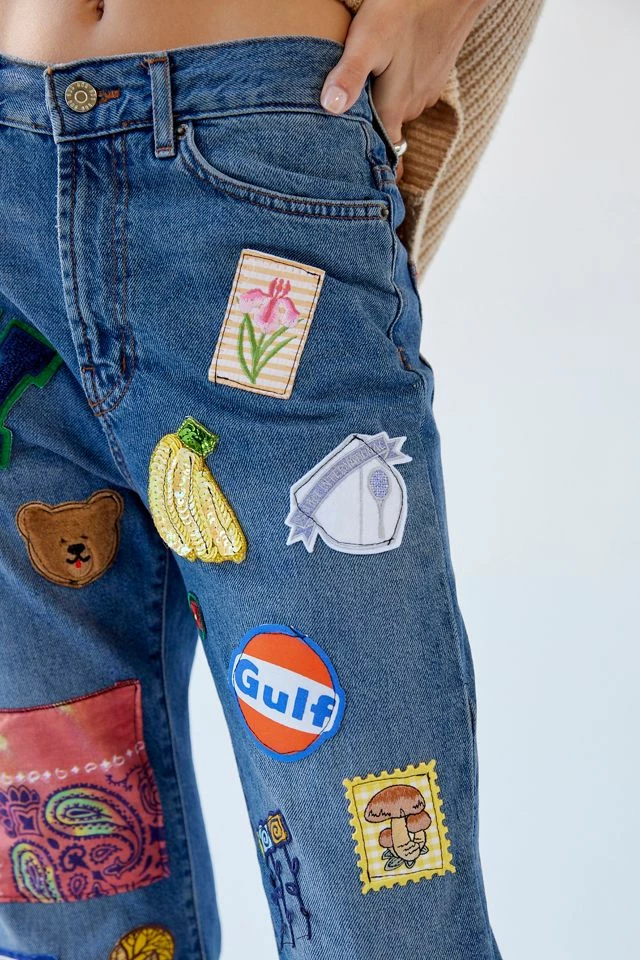 Flash Sale ???? Women's BDG X Urban Renewal Remade Allover Patch Jean Rinsed Denim ???? 8 Flash Sale ???? Women's BDG X Urban Renewal Remade Allover Patch Jean Rinsed Denim ???? - Image 6