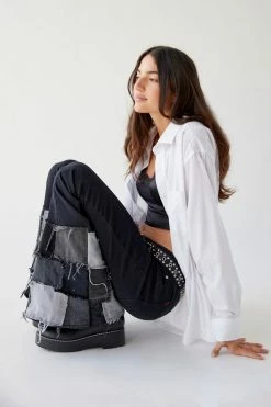 Promo ⭐ Women's BDG X Urban Renewal Remade Patchwork Bell Bottom Jean Washed Black ???? -Urban Renewal shop unnamed file 1181