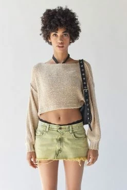 Best Pirce ???? Women's Urban Renewal Remade Low-Rise Overdyed Gummy Denim Mini ???? Skirt Lime ⭐