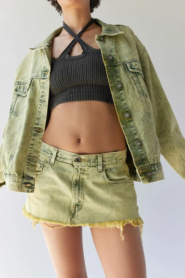 Urban Renewal Remade Low-Rise Overdyed Gummy Denim Mini Skirt Best Pirce ???? Women's Urban Renewal Remade Low-Rise Overdyed Gummy Denim Mini ???? Skirt Lime ⭐ -Urban Renewal shop unnamed file 1230