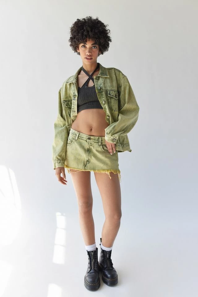 Urban Renewal Remade Low-Rise Overdyed Gummy Denim Mini Skirt Best Pirce ???? Women's Urban Renewal Remade Low-Rise Overdyed Gummy Denim Mini ???? Skirt Lime ⭐ -Urban Renewal shop unnamed file 1232
