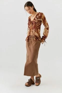 Cheap ???? Women's Urban Renewal Remade Cargo Utility Maxi ???? Skirt Brown ????