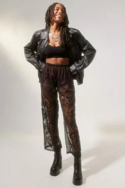 Best Pirce ✔️ Women's Urban Renewal Remade Overdyed Lace Pant Black 🥰