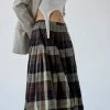 Promo ✔️ Women's Urban Renewal Vintage Plaid Pleated Maxi ???? Skirt Neutral ???? -Urban Renewal shop unnamed file 1283