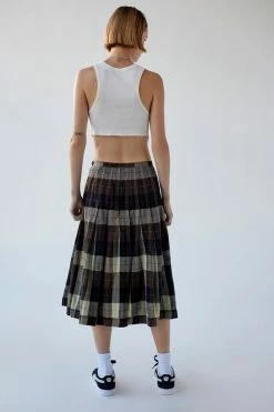 Promo ✔️ Women's Urban Renewal Vintage Plaid Pleated Maxi ???? Skirt Neutral ???? -Urban Renewal shop unnamed file 1285