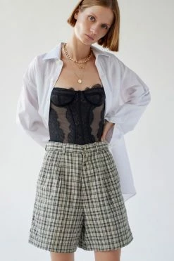 Brand new ???? Women's Urban Renewal Vintage Slouchy Plaid Cotton Short Neutral ✔️ -Urban Renewal shop unnamed file 1300