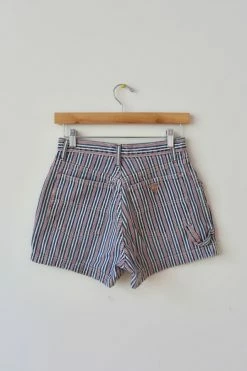 Flash Sale ✨ Women's Vintage Guess Utility Striped Shorts Blue ????