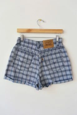 Brand new ???? Women's Vintage Levi's 954 Plaid Denim High Waisted Shorts Indigo ????