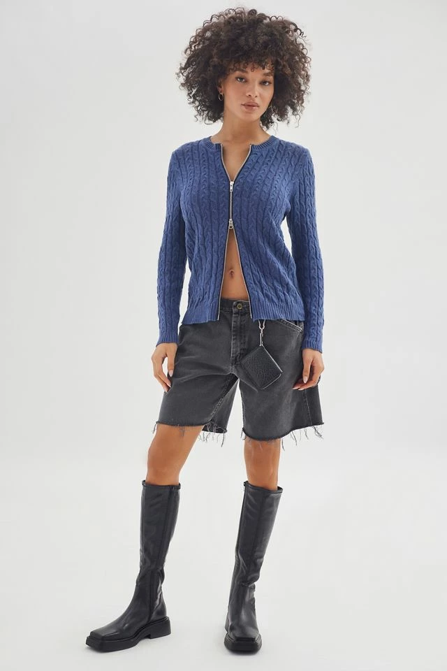 Urban Renewal Remade Two-Way Zip Cable Knit Sweater Flash Sale ???? Women's Urban Renewal Remade Two-Way Zip Cable Knit Sweater Blue ✨ -Urban Renewal shop unnamed file 147