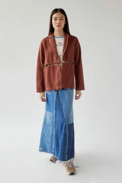 Promo ???? Women's Urban Renewal Remade Pieced Denim Maxi ???? Skirt Indigo ????