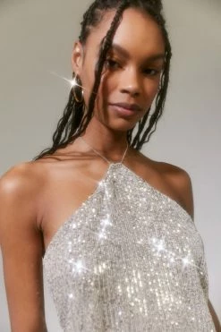 Best deal ???? Women's Urban Renewal Parties Remnants Amelia Sequin Halter Top Grey ???? -Urban Renewal shop unnamed file 190