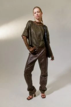 Promo ???? Women's Urban Renewal Parties Remnants Elvia Metallic Boxy Crop Top Black ???? -Urban Renewal shop unnamed file 235