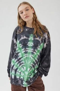 Promo ???? Women's Urban Renewal Remade Leaf Dye Long Sleeve Tee Grey ????