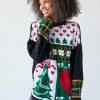Coupon ⭐ Women's Urban Renewal Vintage Holiday Crew Neck Sweater Black ⭐