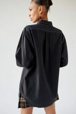 Promo ???? Women's Urban Renewal Remade Overdyed Polo Ralph Lauren Button-Down ???? Shirt Black ???? -Urban Renewal shop unnamed file 256