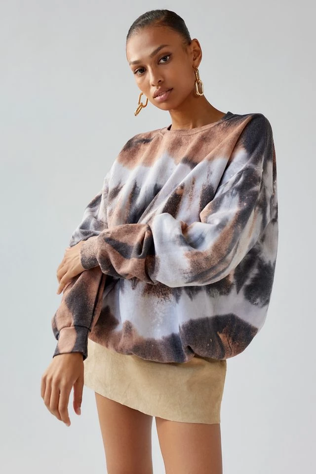 Urban Renewal Remade Snow Cap Mountain Dyed Crew Neck Sweatshirt New ❤️ Women's Urban Renewal Remade Snow Cap Mountain Dyed Crew Neck Sweatshirt Orange Multi ???? -Urban Renewal shop unnamed file 283