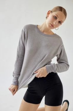 Promo ⭐ Women's Urban Renewal Remade Overdyed Long Sleeve Thermal Top Grey ⭐