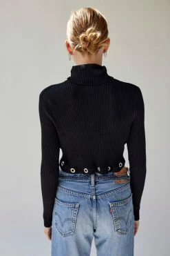 Discount ???? Women's Urban Renewal Remade Cropped Grommet Rib Turtleneck Top Black ???? -Urban Renewal shop unnamed file 364