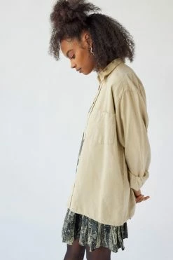 Deals ???? Women's Urban Renewal Remade Overdyed Solid Oversized Flannel ???? Shirt Pearl ✨ -Urban Renewal shop unnamed file 380