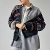 Buy ???? Women's Urban Renewal Vintage Early Fall Nights Thermal Tee, Flannel ???? Shirt & Cardigan 3-Piece Set Blue ????