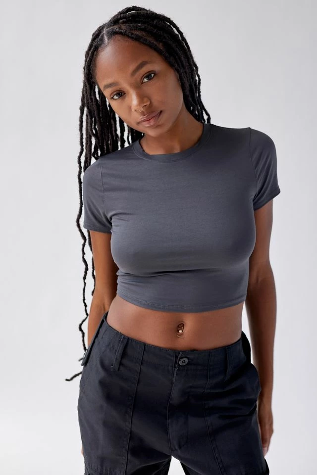 Urban Renewal Remnants Slinky Baby Tee Best Sale ???? Women's Urban Renewal Remnants Slinky Baby Tee Charcoal ???? -Urban Renewal shop unnamed file 389