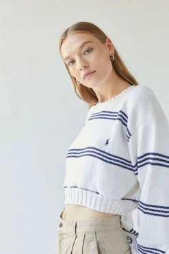 New ???? Women's Urban Renewal Remade Striped Cropped Sweater Cream ???? -Urban Renewal shop unnamed file 409