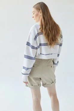 New ???? Women's Urban Renewal Remade Striped Cropped Sweater Cream ???? -Urban Renewal shop unnamed file 411
