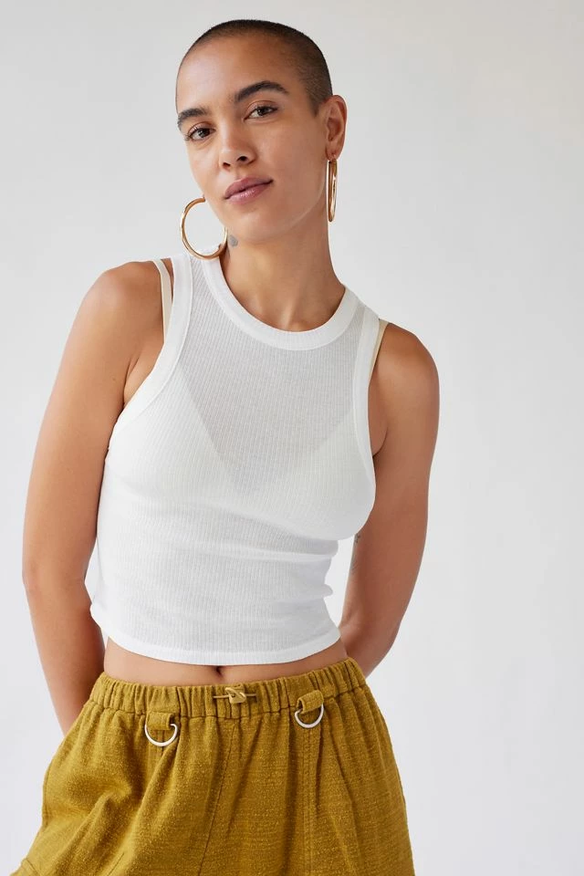 Urban Renewal Remnants Slinky High Neck Ribbed Tank Top Promo ???? Women's Urban Renewal Remnants Slinky High Neck Ribbed Tank Top White ???? -Urban Renewal shop unnamed file 412