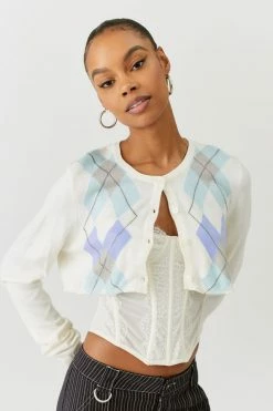 Best reviews of ???? Women's Urban Renewal Remade Super Crop Argyle Sweater Blue ????