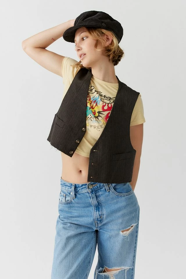 Urban Renewal Remade Raw Cropped Pinstripe Vest Budget ???? Women's Urban Renewal Remade Raw Cropped Pinstripe Vest Black ???? -Urban Renewal shop unnamed file 467