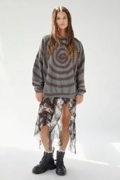 New ???? Women's Urban Renewal Remade Swirl Dye Tech Crew Neck Sweatshirt Grey ???? -Urban Renewal shop unnamed file 482
