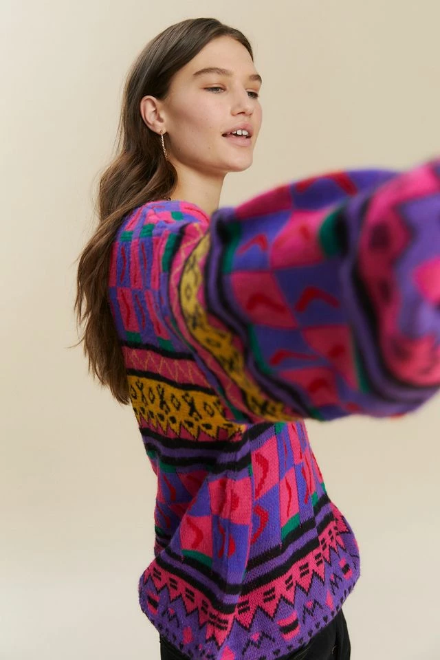 Urban Renewal Vintage Oversized Printed Sweater Flash Sale ???? Women's Urban Renewal Vintage Oversized Printed Sweater WARM COLORS ???? -Urban Renewal shop unnamed file 495