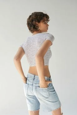 New ???? Women's Urban Renewal Remnants Space Dye Stripe Baby Tee White ???? -Urban Renewal shop unnamed file 536