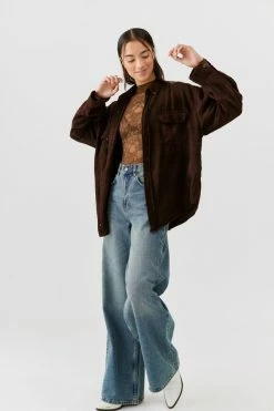 Hot Sale ✔️ Women's Urban Renewal Remade Overdyed Flannel ???? Shirt Brown ✨ -Urban Renewal shop unnamed file 555