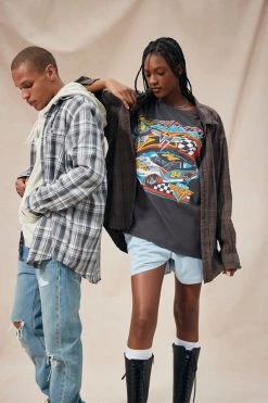 Best deal 😀 Women's Urban Renewal Remade Oversized Flannel 👚 Shirt Neutral 😀