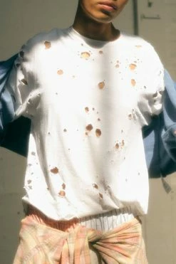 Brand new ???? Women's Urban Renewal Vintage Destroyed Oversized Tee White ????